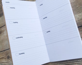 HORIZONTAL WEEKLY Traveler's Notebook Insert  WO2P  - Choose from 23 colors and 8 sizes