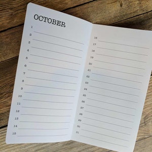 PERPETUAL CALENDAR Insert for Traveler&#39;s Notebook- Available in 8 sizes and 23 colors