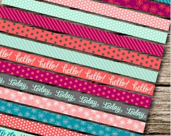 Printable Washi Tape Strips - Planners, Filofax, Scrapbooking, Instant Download