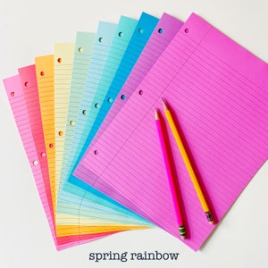 Papel de preenchimento colorido com folhas soltas para fichário de 3 argolas
