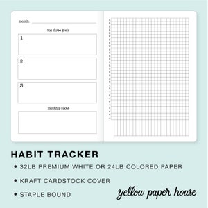 HABIT TRACKER Traveler's Notebook Insert Available in 8 sizes and 23 colors image 3