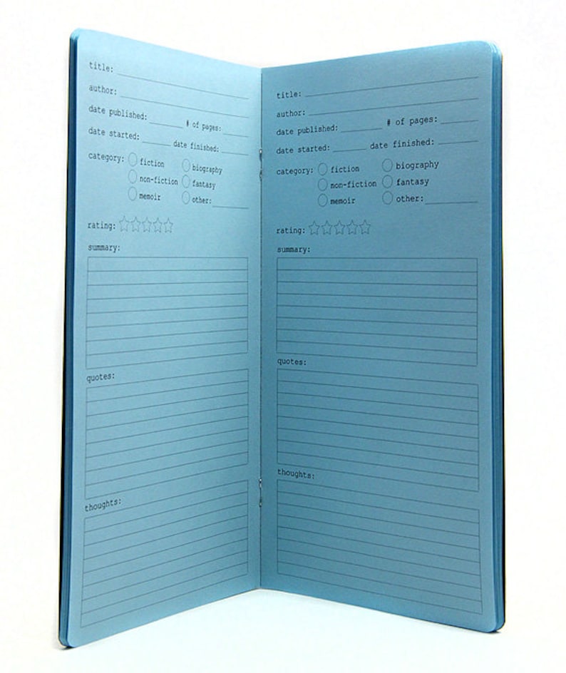 BOOK REVIEW / READING Journal Traveler's Notebook Insert 23 Colors 8 Sizes image 2