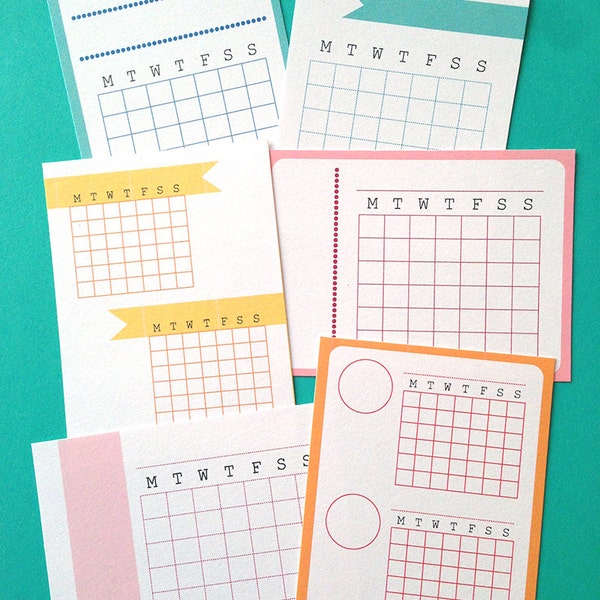 Druckbare 3x4 Monatskalender - Journal Karten - Sofort Download - Planer Scheduling, Journaling, Scrapbooking, Project Life