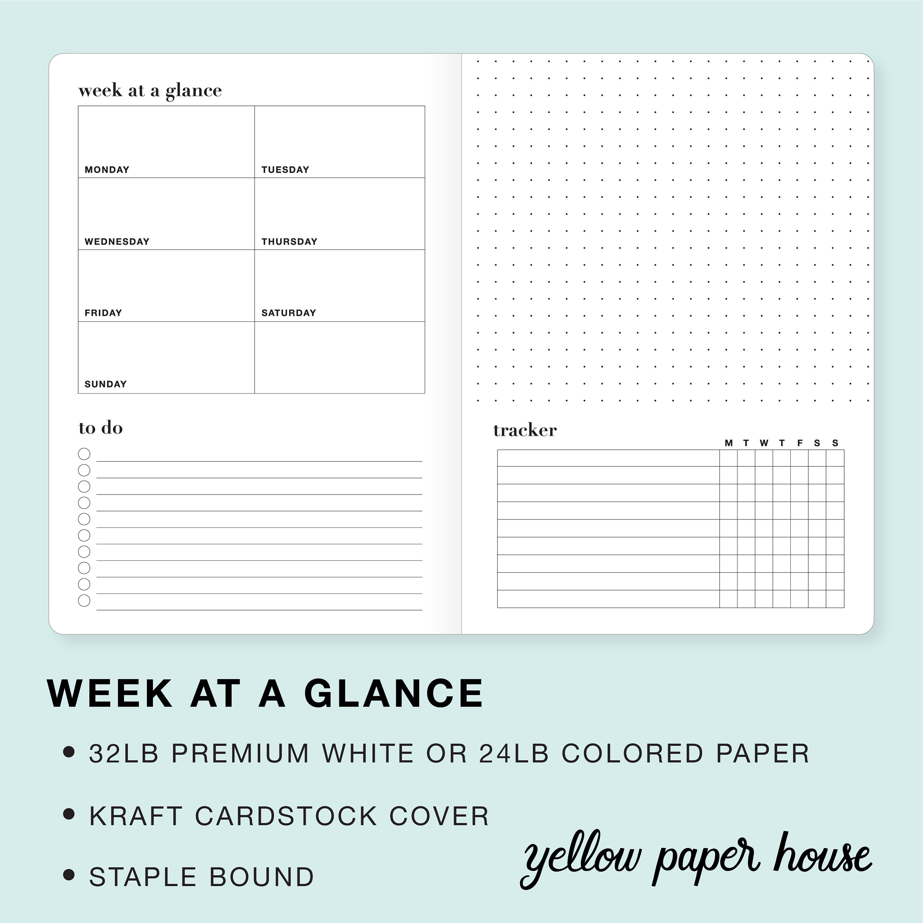 WEEK at a GLANCE Traveler's Notebook Insert Choose From 23 Colors and 8  Sizes - Etsy