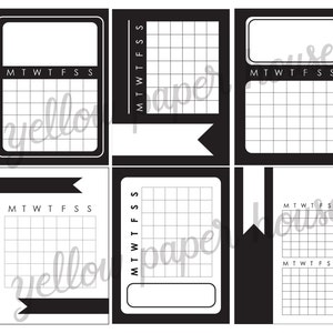 Printable 3x4 Month Calendars Black and White Journal Cards Instant Download Planner Schedule, Journaling, Scrapbooking, Project Life image 2