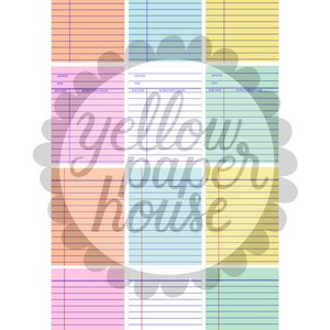 Printable 3x4 Journal Cards - Library Cards - Instant Download ...