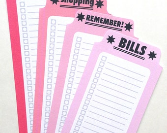 Printable LISTS for Planners - Aqua and Pinks - Instant Download - Journaling, Filofax, Planners, Grocery List, To Do's