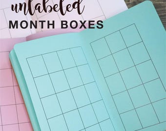 DIY Undated Monthly Traveler's Notebook Insert - Choice of 22 colors and 8 sizes