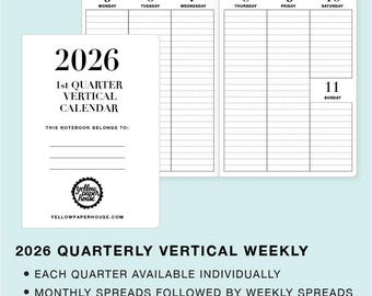 スピッツ Notebook Calendar 2002 2026 or 2027 MONTHLY Dated Calendar Travelers Notebook Insert