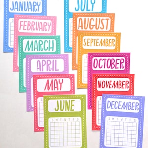 Printable 3x4 Month Calendars - Journal Cards - Instant Download - Planner Scheduling, Journaling, Scrapbooking, Project Life