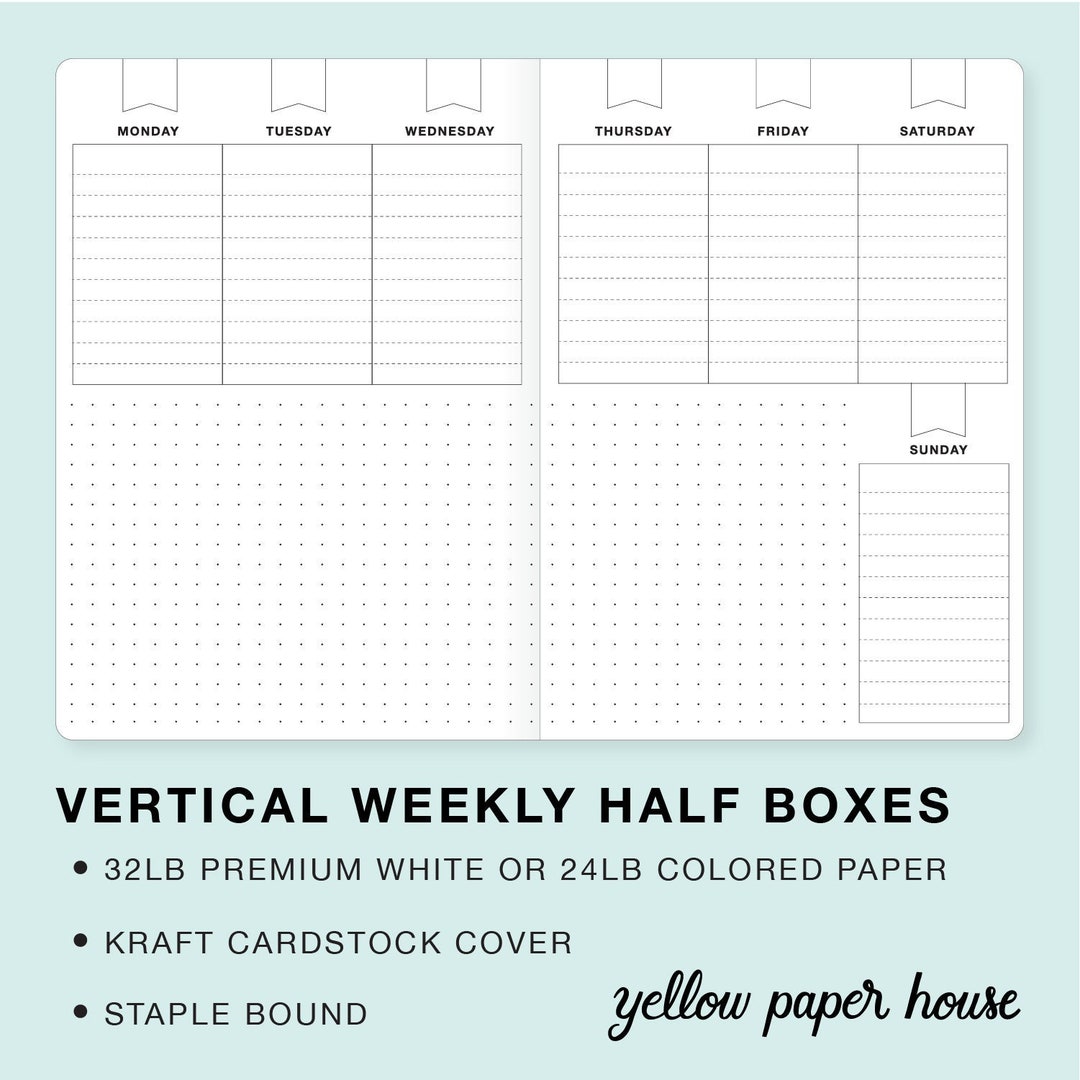 VERTICAL WEEKLY HALF Boxes Traveler's Notebook Insert - Etsy