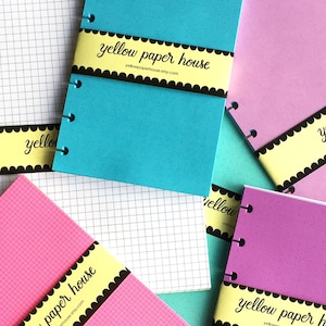 Disc Punched Planner Notepaper 40 Sheets ~ Fits HAPPY PLANNER MINI ~Your choice of 22 colors and 10 patterns