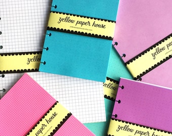 Disc Punched Planner Notepaper 40 Sheets ~ Fits HAPPY PLANNER MINI ~Your choice of 22 colors and 10 patterns