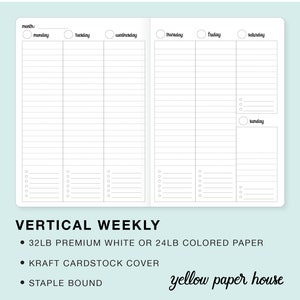 VERTICAL WEEKLY Traveler's Notebook Insert WO2P Choose from 23 colors and 8 sizes image 3