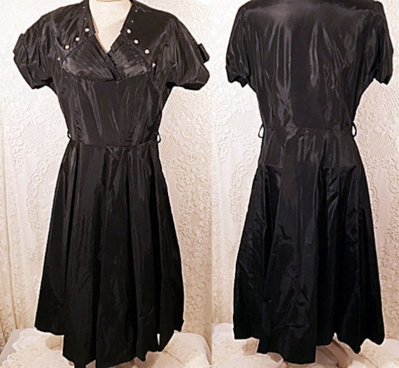 50s Vintage Satin Swing Dress Evening Party Dress