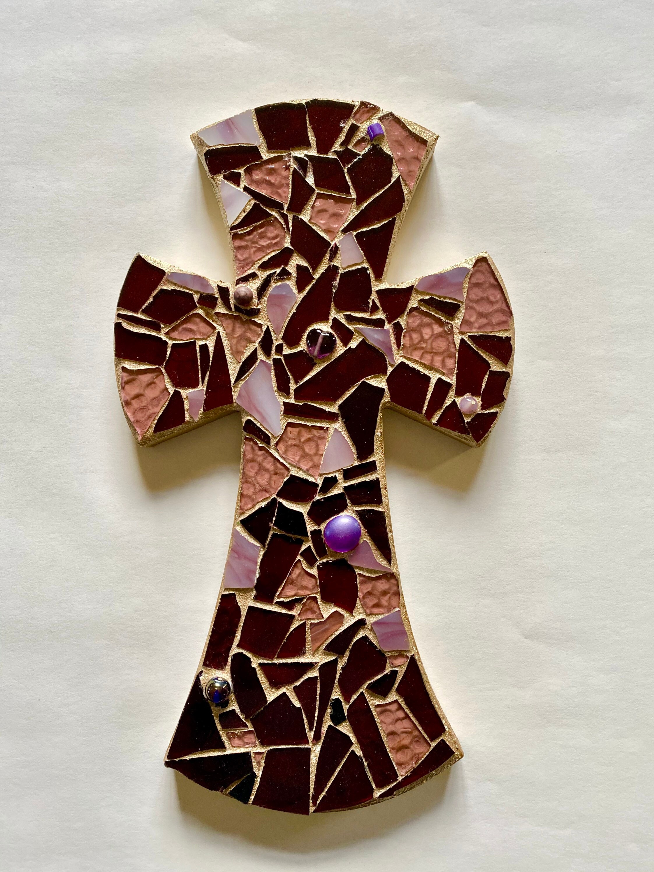 Purple and gold cross wall hanging Etsy