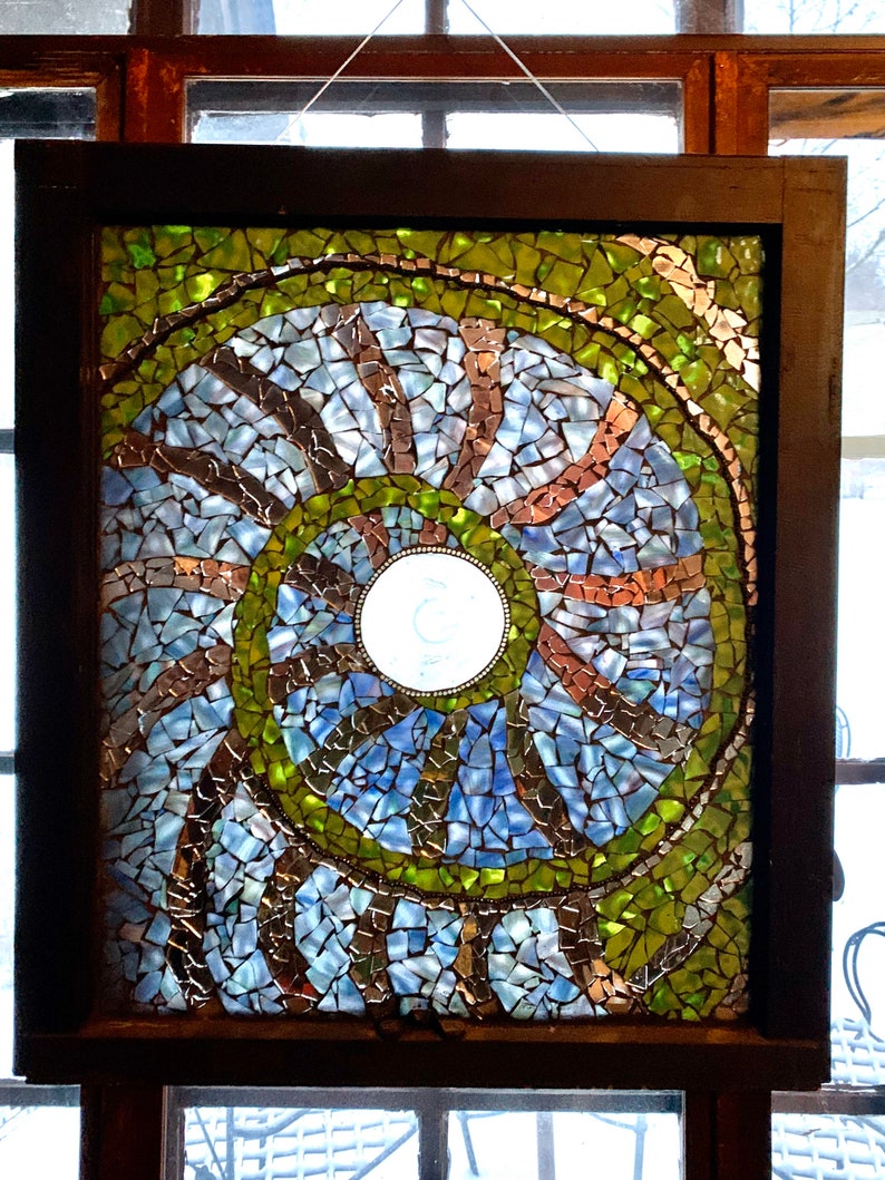 Mosaic window. Ocean Nautilus shell stained glass mosaic Etsy