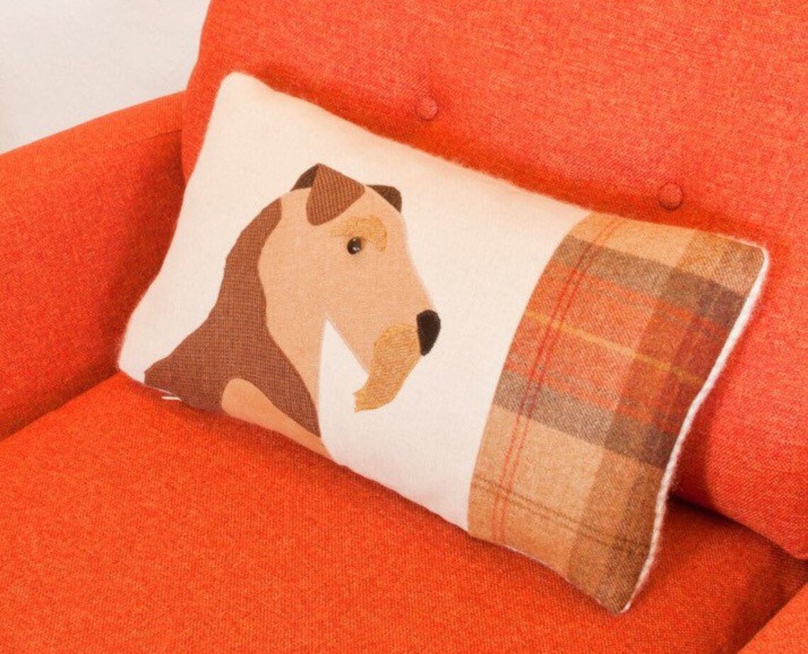 Airedale Dog Cushion in Mixed Tweeds Etsy UK