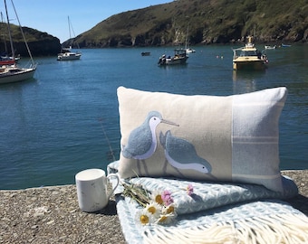 Handmade Dunlin seabird cushion