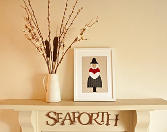 Handmade Welsh lady applique picture