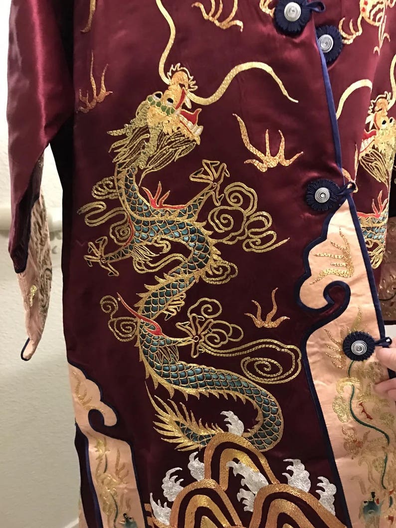 Bata Tradicional China Para Hombre, Ropa De Dormir De Satén De Seda Con