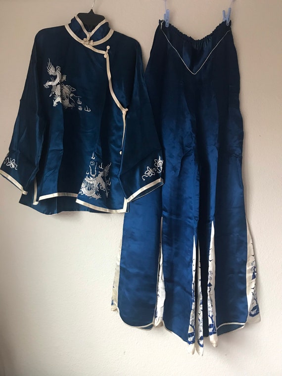1930s sumptuous chinese silk charmeuse pajama loun