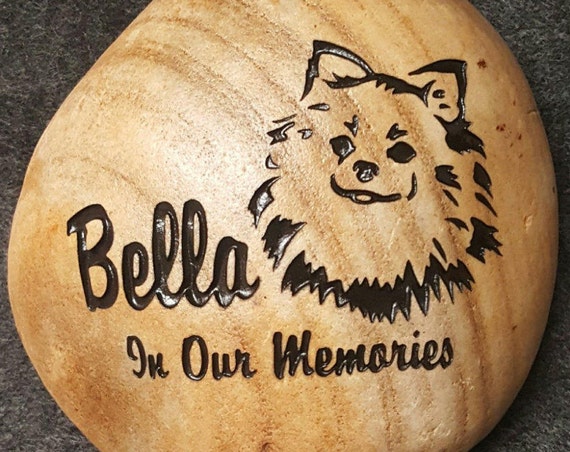 Personalized Pet Memorial Stone, 7”- 8" or 9”- 10”, Engraved, Grave Burial Marker, Pomeranian, Pommie, Pom, Dog, Puppy, Pup, FREE SHIPPING