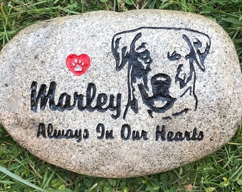 Pet Memorial Stone Custom 10 8 6 Cobble River Rock Indoor Outdoor Dog Cat Any Breed Burial Marker Remembrance Gift