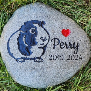 GUINEA PIG HAMSTER Gerbil Memorial Stone 9”/10”or 7”/8” (approx. sizes) Engraved&Personalized Name add Date, Sm.Heart   Free Shipping