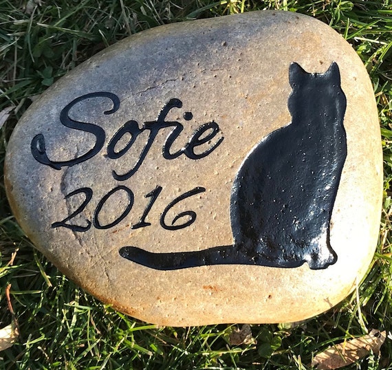 SILHOUETTE CATS 15 Different Designs Memorial Stone 7”/8" (approx. size) Engraved Personalized with Name & option to add Saying or Date