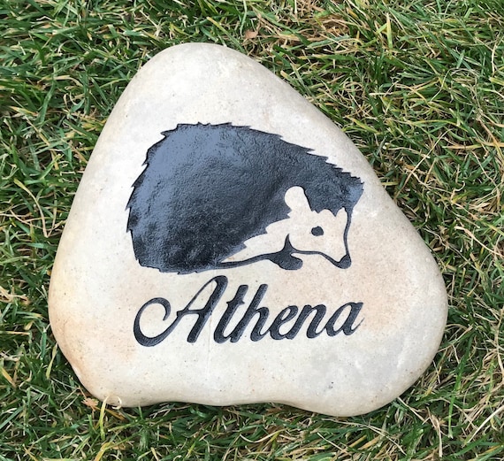 Pet Memorial Stone 9”/10” or7”/8” Personalized Engraved Hedgehog Rock / Stone Indoor Outdoor Grave   Burial Marker for Hedgehog