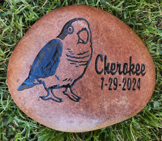 Parrot Bird Pet Memorial Stone, Exotic Bird, Native Bird, Outdoor, Grave Burial Marker, 3 Sizes and Options, Free Shipping