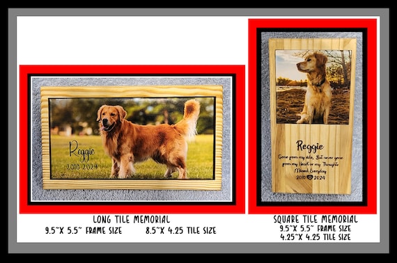 Pet Memorial Plaques, Photo Printed Ceramic Tiles, You Provide Photo, Handmade Wood  Frame, Personal Laser Engraved Saying, Free Shipping