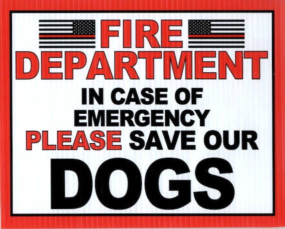 Pet Emergency Sign, 8"x 10" Coroplast, UV Printed, Fire Dept, Pets, Dogs, Cats, Service Animals Birds, Reptiles, Rodents, Free Shipping