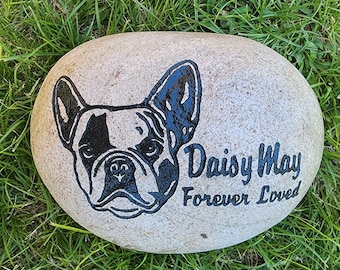 PET MEMORIAL STONE Personalized Any Breed 9&quot;-10&quot; or 7&quot;-8&quot;, Option Date & Saying Engraved, Grave Marker, Canine Breed, Free Shipping