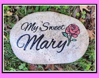 Garden Stone, Garden Memorial Stone, Yard Decoration, Mother's Day, 3 Sizes, Engraved, Natural Stone, Free Shipping