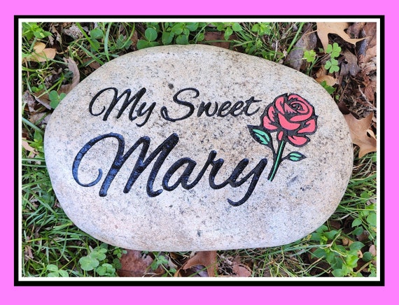 Garden Stone, Garden Memorial Stone, Yard Decoration, Mother's Day, 3 Sizes, Engraved, Natural Stone, Free Shipping