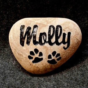 Personalized Pet Memorial Stone,  4”- 5&quot;,  Engraved, Grave Burial Marker, 2 Paw, Dog, Cat, FREE SHIPPING
