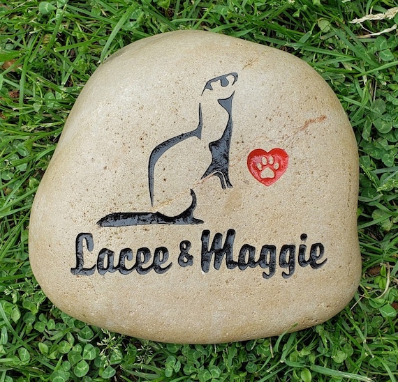 Personalized Pet Memorial Stone, 7”- 8" Engraved, Grave Burial Marker, Ferret, Weasle, Mink, FREE SHIPPING