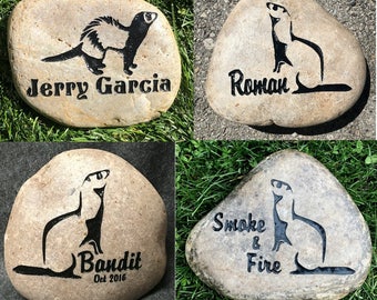 Personalized Pet Memorial Stone, 7”- 8" Engraved, Grave Burial Marker, Ferret, Weasle, Mink, FREE SHIPPING