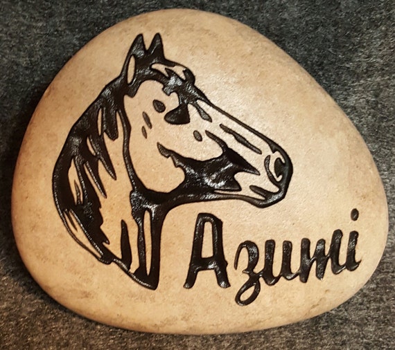 Horse Memorial Stone, Pet Memorial Stone,  Personalized Engraved Stone  Indoor Outdoor, Burial Grave Marker, Free Shipping