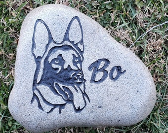 German Shepherd, Pet Memorial Stone, 3 Sizes, Personalized Engraved, Outdoor, Grave Marker, Belgian Malinois, Dog, K9,  Free Shipping