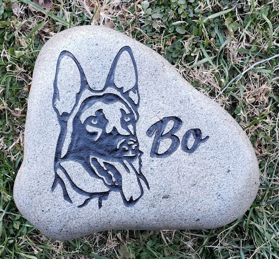 German Shepherd, Pet Memorial Stone, 3 Sizes, Personalized Engraved, Outdoor, Grave Marker, Belgian Malinois, Dog, K9,  Free Shipping