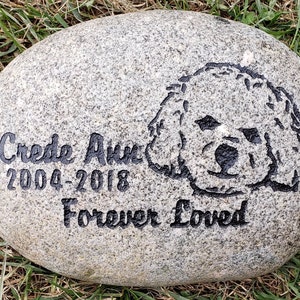 Pet Memorial Stone 9”/10” or 7”/8" Dog Poodle 6 designs Personalized Engraved, Indoor Outdoor, Grave Burial Marker, Dog Cat. Free Shipping