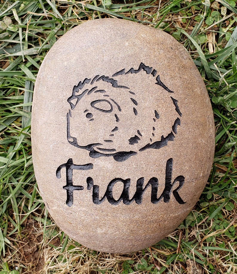 GUINEA PIG HAMSTER Gerbil Memorial Stone 9/10or 7/8 approx. sizes Engraved&Personalized Name add Date, Sm.Heart Free Shipping image 6