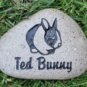 Pet, Rabbit Memorial Stone between 9/10or 7/8 Customized Engraved River Stone, Indoor Outdoor, Grave Burial Marker, Bunny, LOP, Cat Dog image 9