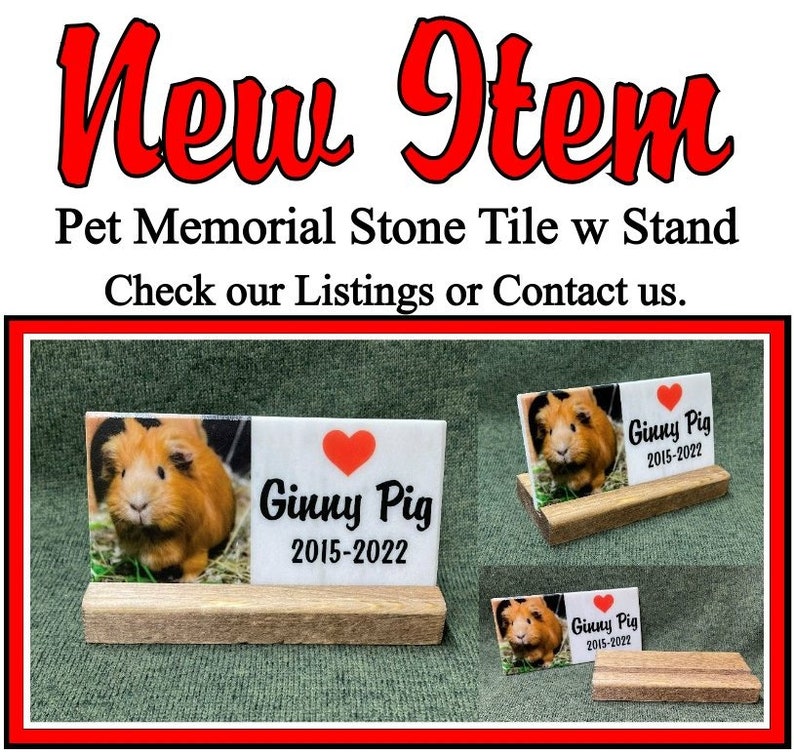 GUINEA PIG HAMSTER Gerbil Memorial Stone 9/10or 7/8 approx. sizes Engraved&Personalized Name add Date, Sm.Heart Free Shipping image 3