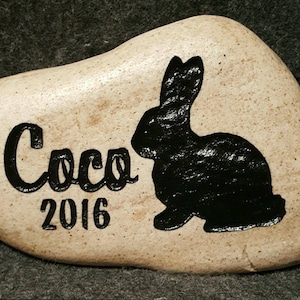 Pet, Rabbit Memorial Stone between 9/10or 7/8 Customized Engraved River Stone, Indoor Outdoor, Grave Burial Marker, Bunny, LOP, Cat Dog image 5