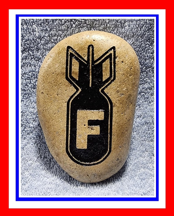 F Bomb, Hand Grenade, Pocket Rock, Decorative Engraved Stone, Great Gift, 2 Sizes, Free Shipping