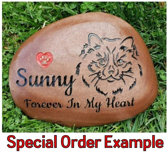 Cat Memorial Stone, Pet Memorial Stone, Engraved Stone, Burial Grave Marker, Indoor Outdoor, Kitten, Kitty, Feline, Free Shipping